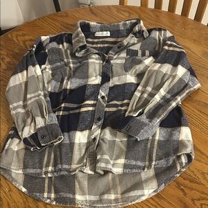 KEREN hart Navy, Gray & Cream Plaid Shirt